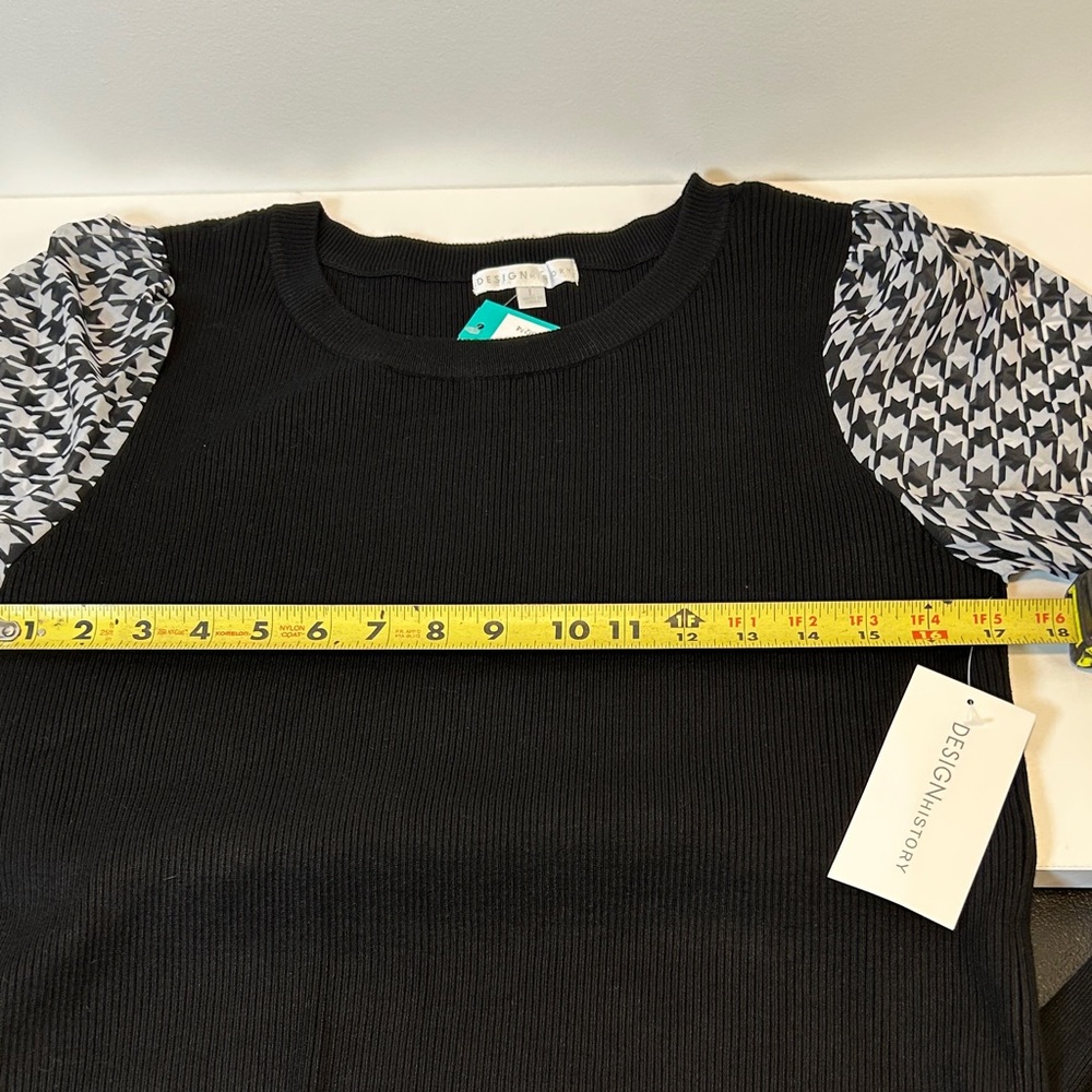 Design History Printed Houndstooth Chiffon Long Sleeve Sweater Women’s‎ Size - Picture 7 of 12